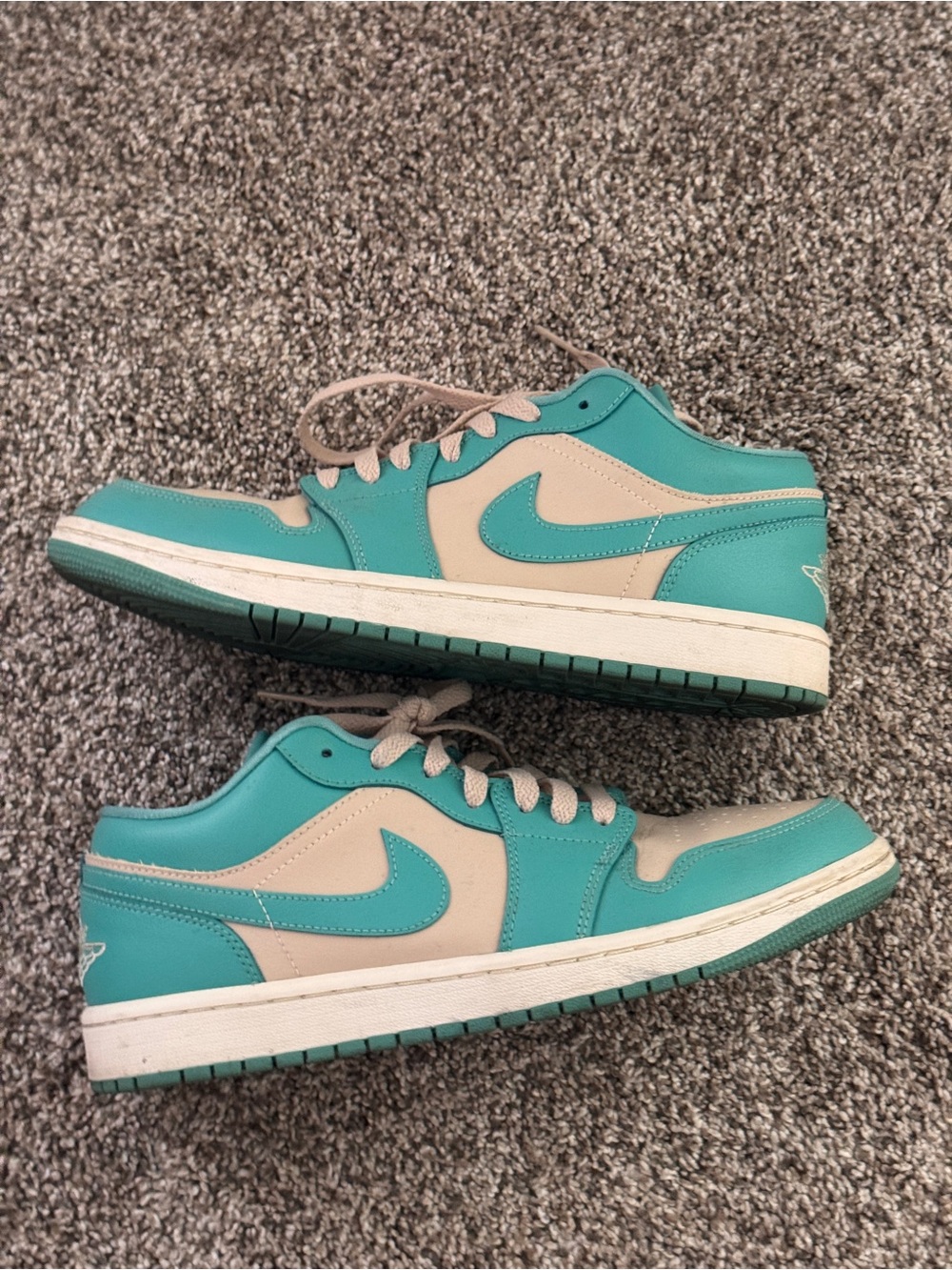 Nike Low Top Jordans in Teal & Beige
